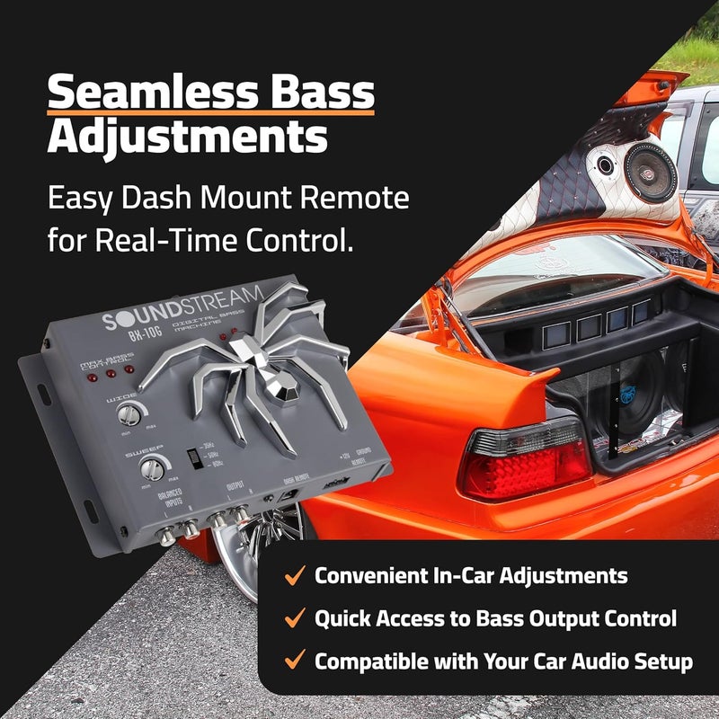 SOUNDSTREAM معالج استعادة الباس BX-10G مع معادل باس بارامتري، معالج باس رقمي لصوت السيارة، مدخلات متوازنة ووحدة تحكم عن بُعد مثبتة على لوحة القيادة - رمادي - Image 4